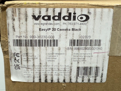 Vaddio 999-30230-000 EasyIP 20 PTZ Conference Camera Black