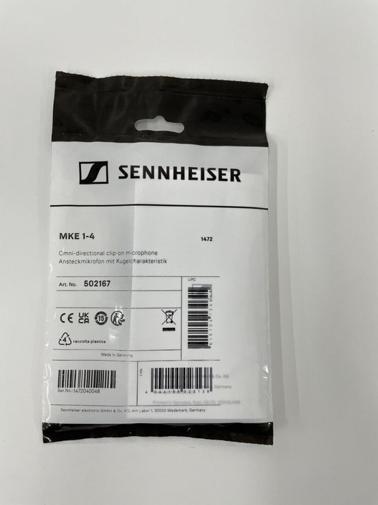 Sennheiser MKE 1-4 Omnidirectional Professional Lavalier Clip-On Microphone