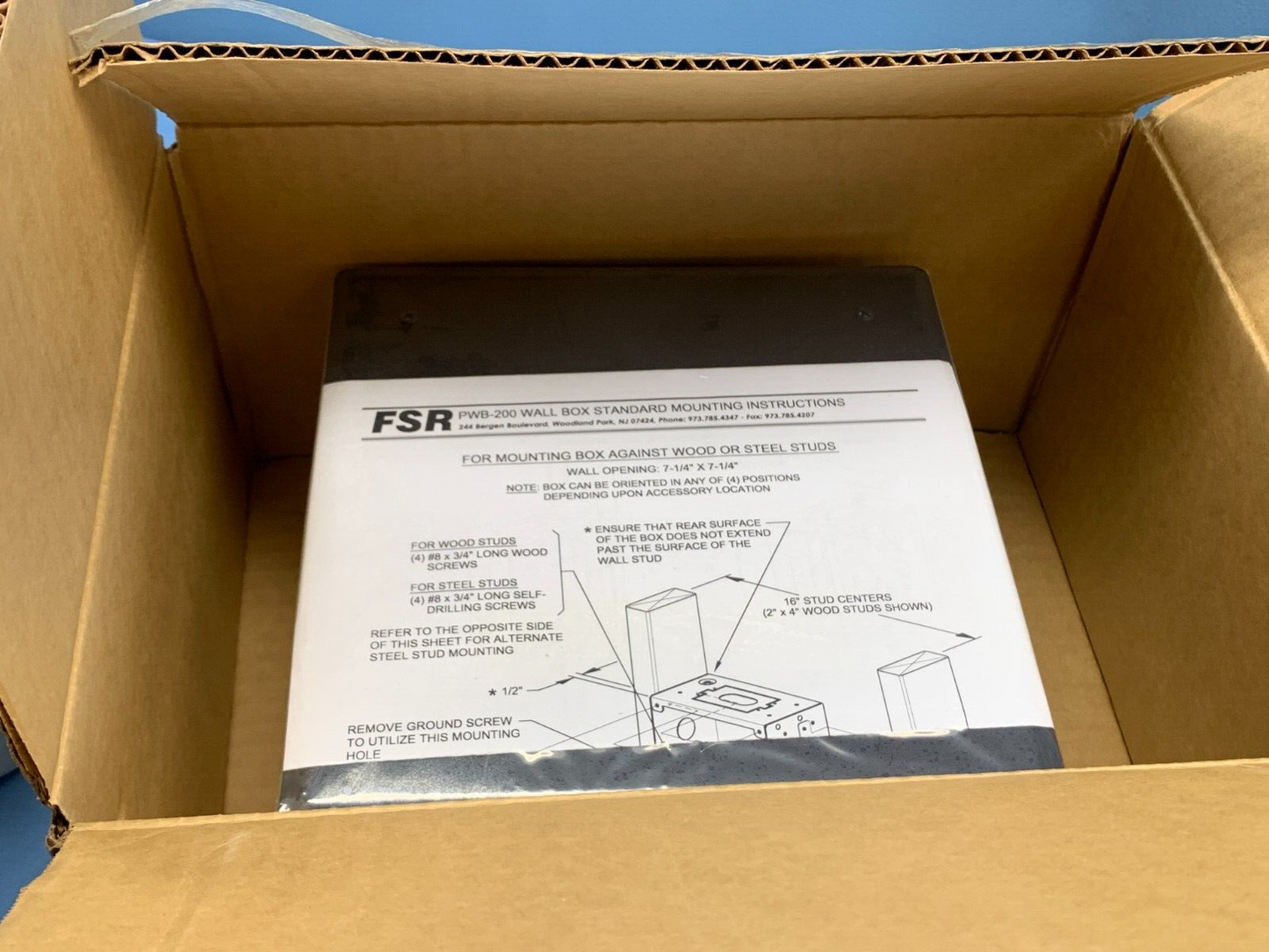 FSR PWB-200 Plasma/Flat Panel Display Wall Box (Black)