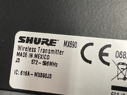 Shure MX690 Microflex Tabletop Wireless Boundary Microphone J3 Band 572-596 MHz