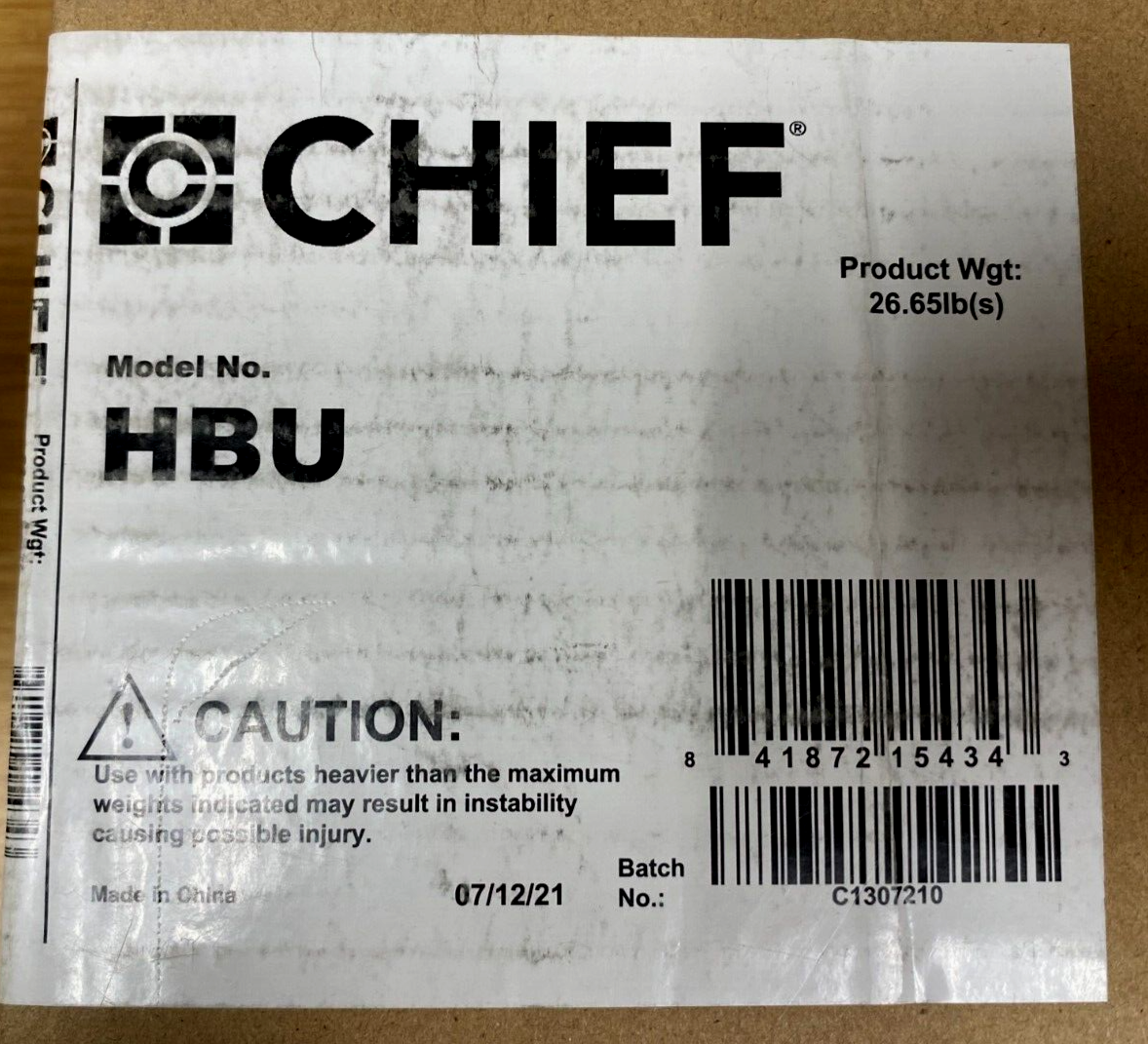 Chief HBU Heavy Duty VCM Universal Interface Bracket (Black) LPAV