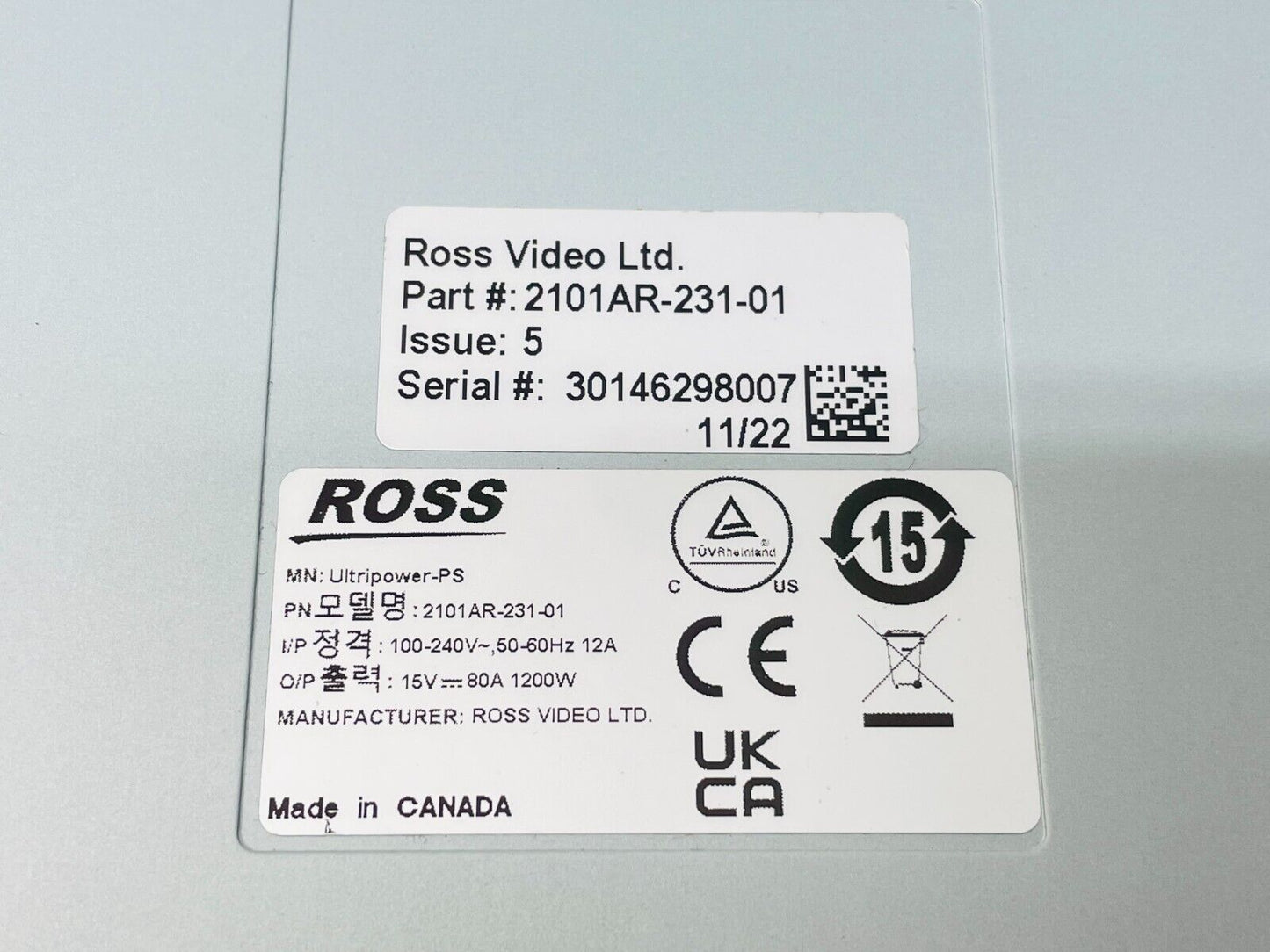 Ross Video 2101AR-231-01 Ultripower-PS Power Supply