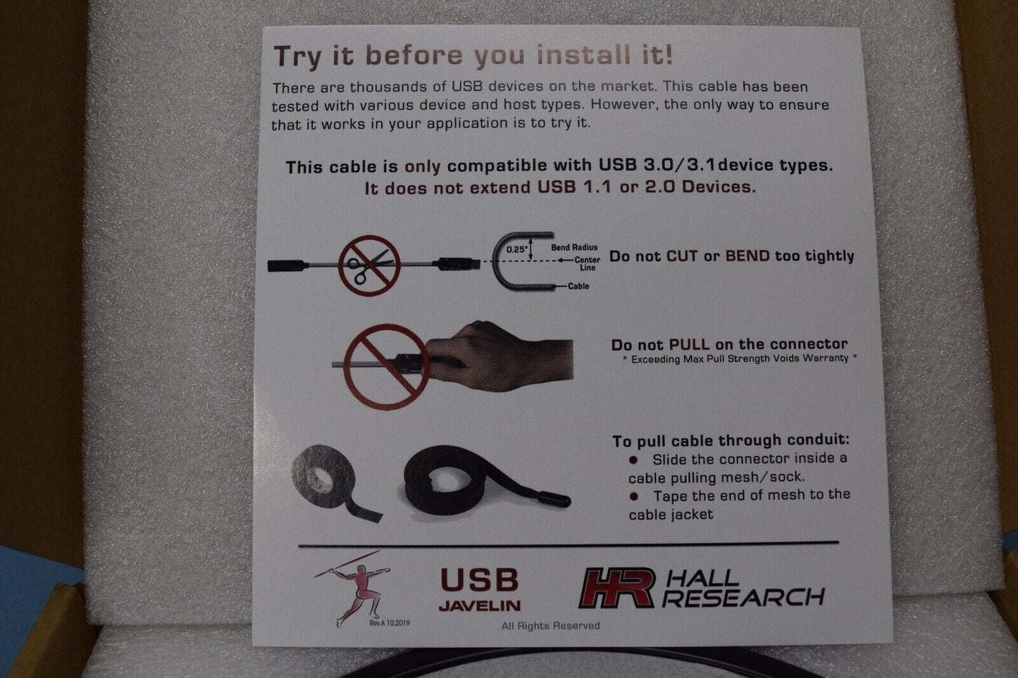Hall Research CUSB3-AP30 30m / 165ft USB 3.0 / USB 3.1 Active Optical Cable