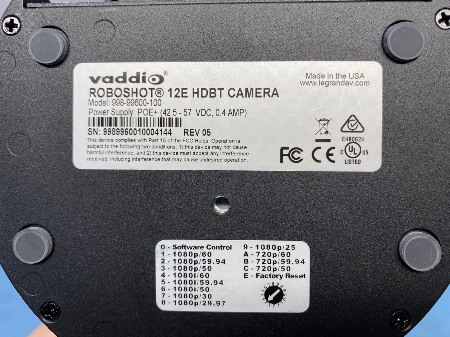 Vaddio 998-99600-000 Roboshot 12E HDBT Camera