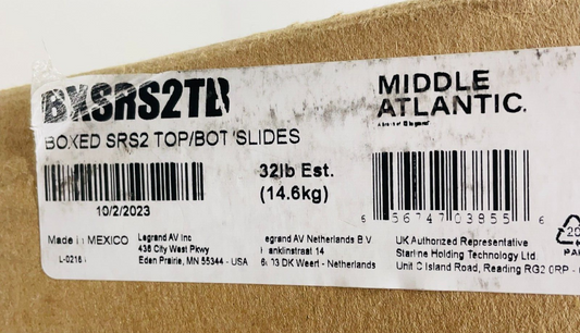 Middle Atlantic BXSRS2TB 12 Space Rack Case Sliding Studio Rear Rails 7 Space