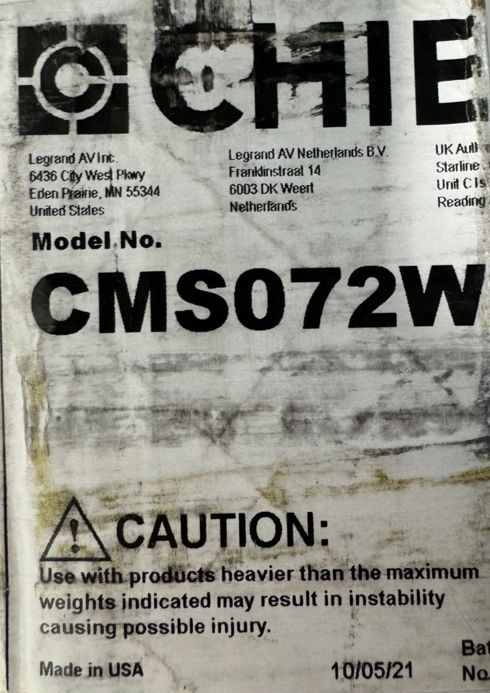 Chief CMS072W 72" Speed-Connect Extension Projector/Display Mount Column (White)