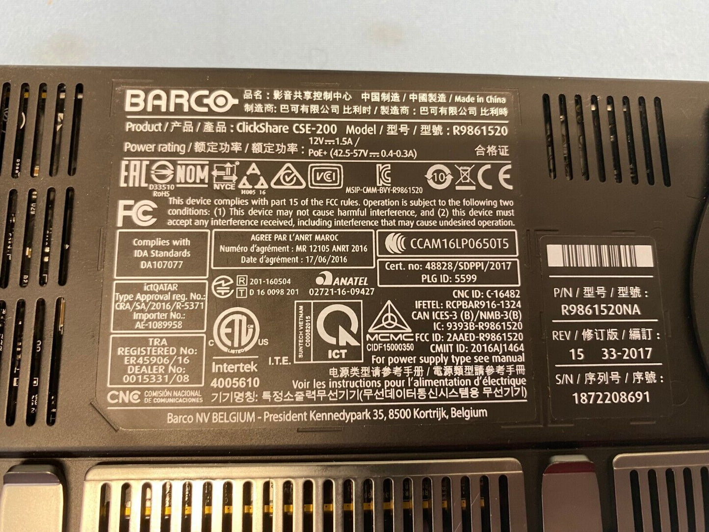 Barco CSE-200 ClickShare (R9861520NA) Wireless Presentation System With Buttons