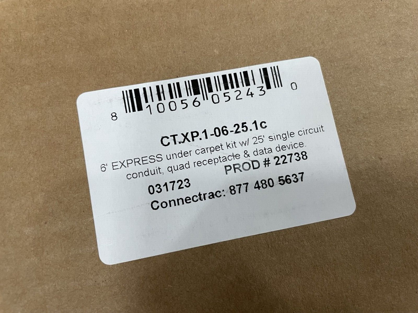 ConnecTrac CT.XP.1-06-25.1c Express Series 6' Under Carpet Raceway Kit #22738