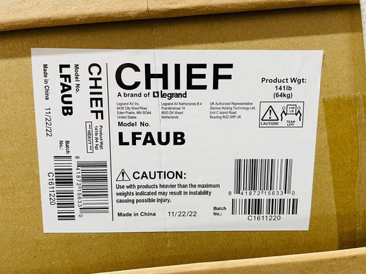 Chief LFAUB Large FUSION Manual Height-Adjustable Floor Stand (Black)