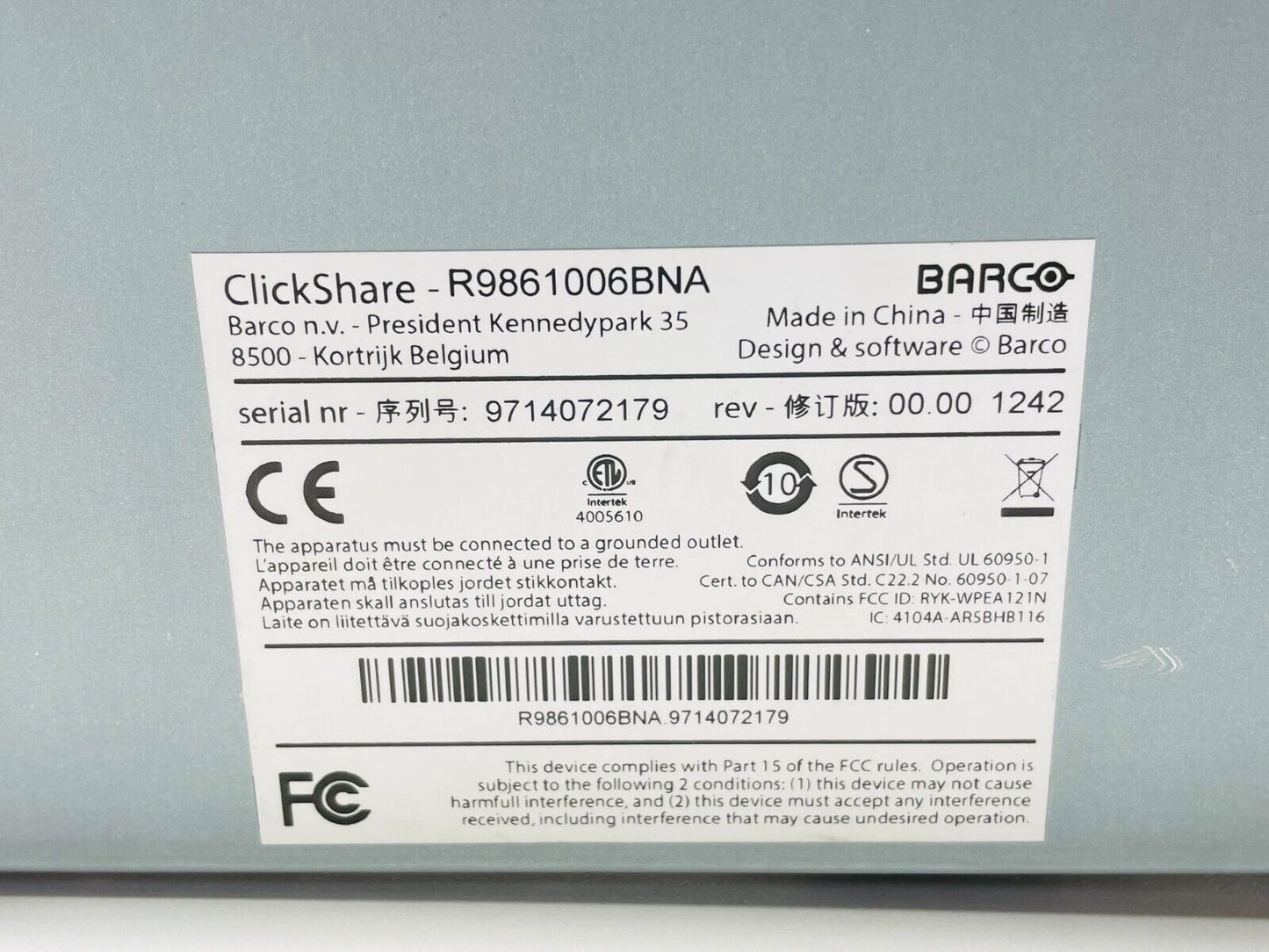 Barco R9861005NA ClickShare CSC-1 Wireless Presentation System