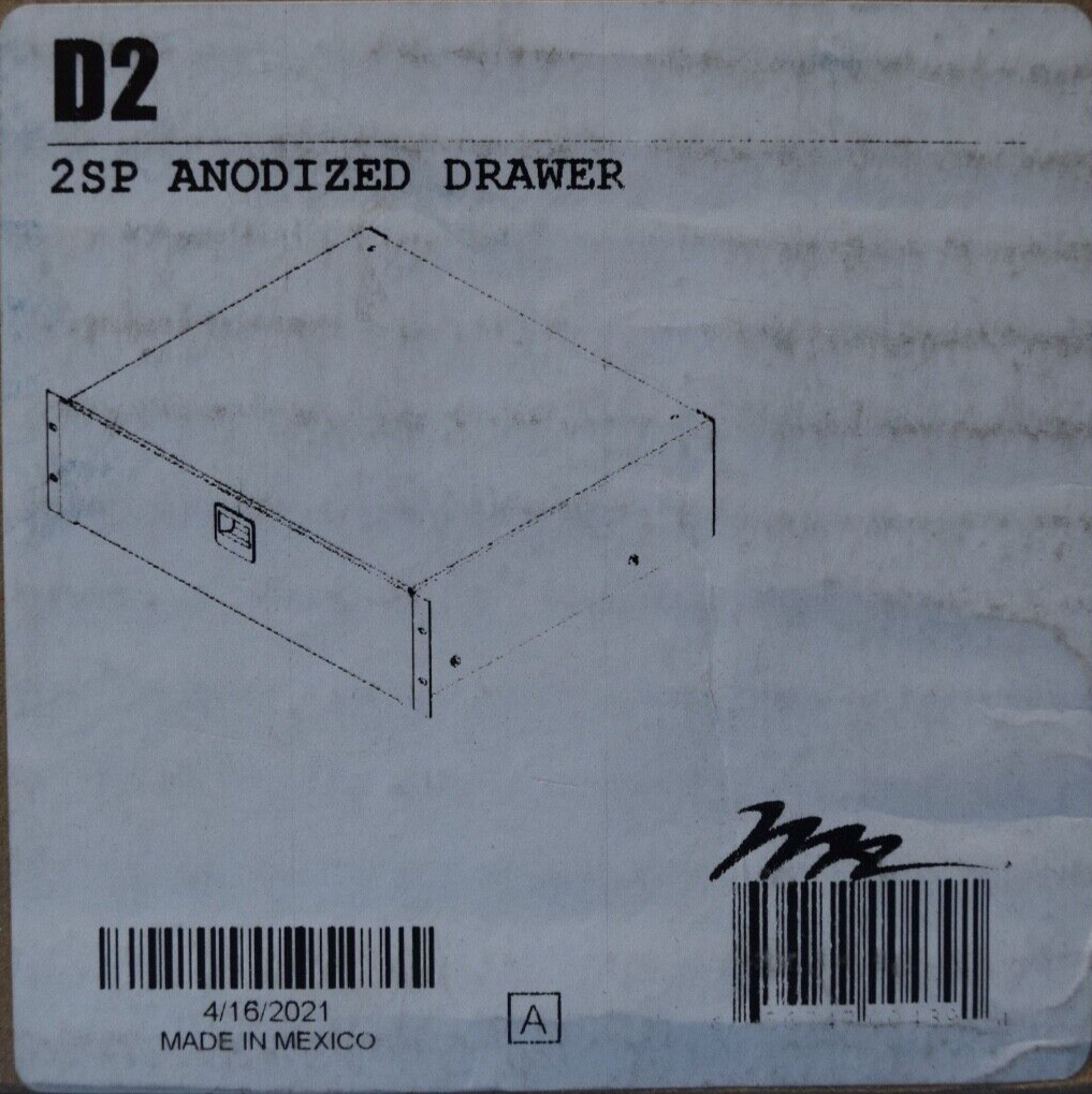 Middle Atlantic D2 2SP Anodized Drawer 2-Space Utility Rack Drawer BLACK