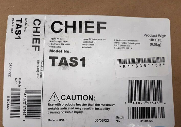 Chief TAS1 Legrand AV 1" Mounting Extension Spacer Kit