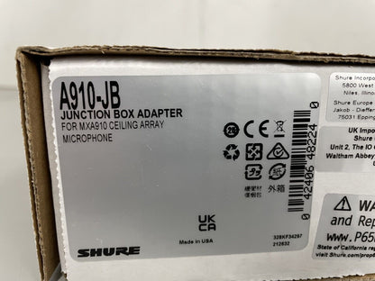 Shure A910-JB Junction Box Adapter for MXA910/MXA920W-S Ceiling Array Microphone