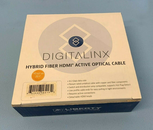 35' DigitaLinx Plenum Rated Hybrid Copper Active Fiber Optic HDMI / DL-HFC-035F