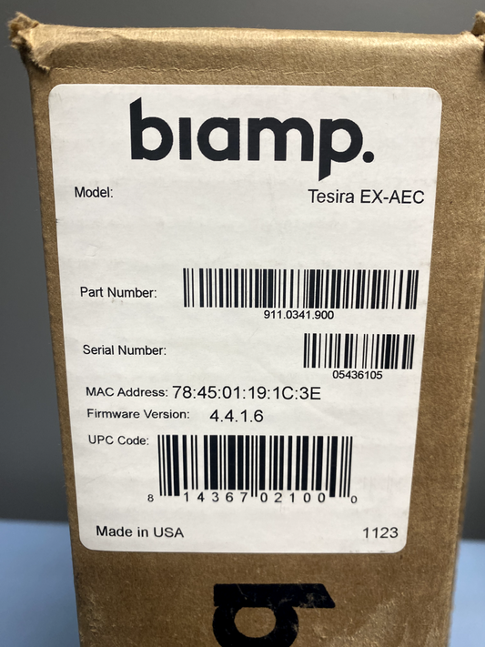Biamp Tesira EX-AEC 4-Channel Mic/Line Input Modular Expander 911.0341.900