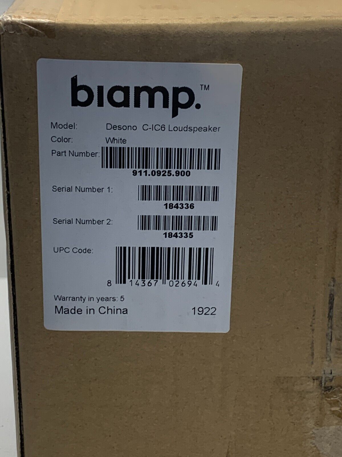 Biamp Desono C-IC6 2-Way 6.5" 60W Conferencing Ceiling Speaker - 911.0925.900