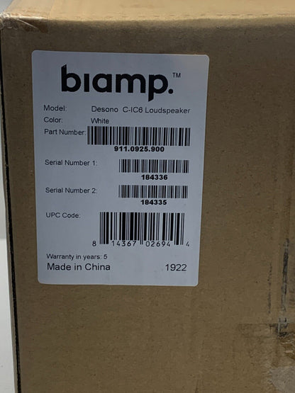 Biamp Desono C-IC6 2-Way 6.5" 60W Conferencing Ceiling Speaker - 911.0925.900