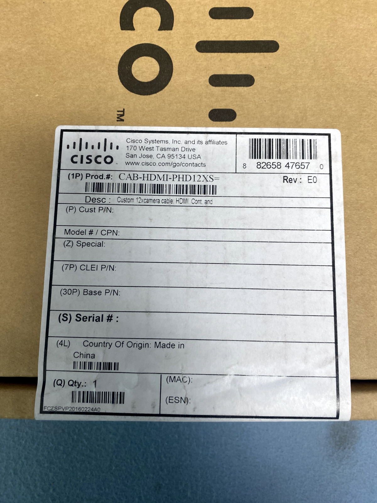 Cisco CAB-HDMI-PHD12XS= Cisco SX20 12x Camera Cable