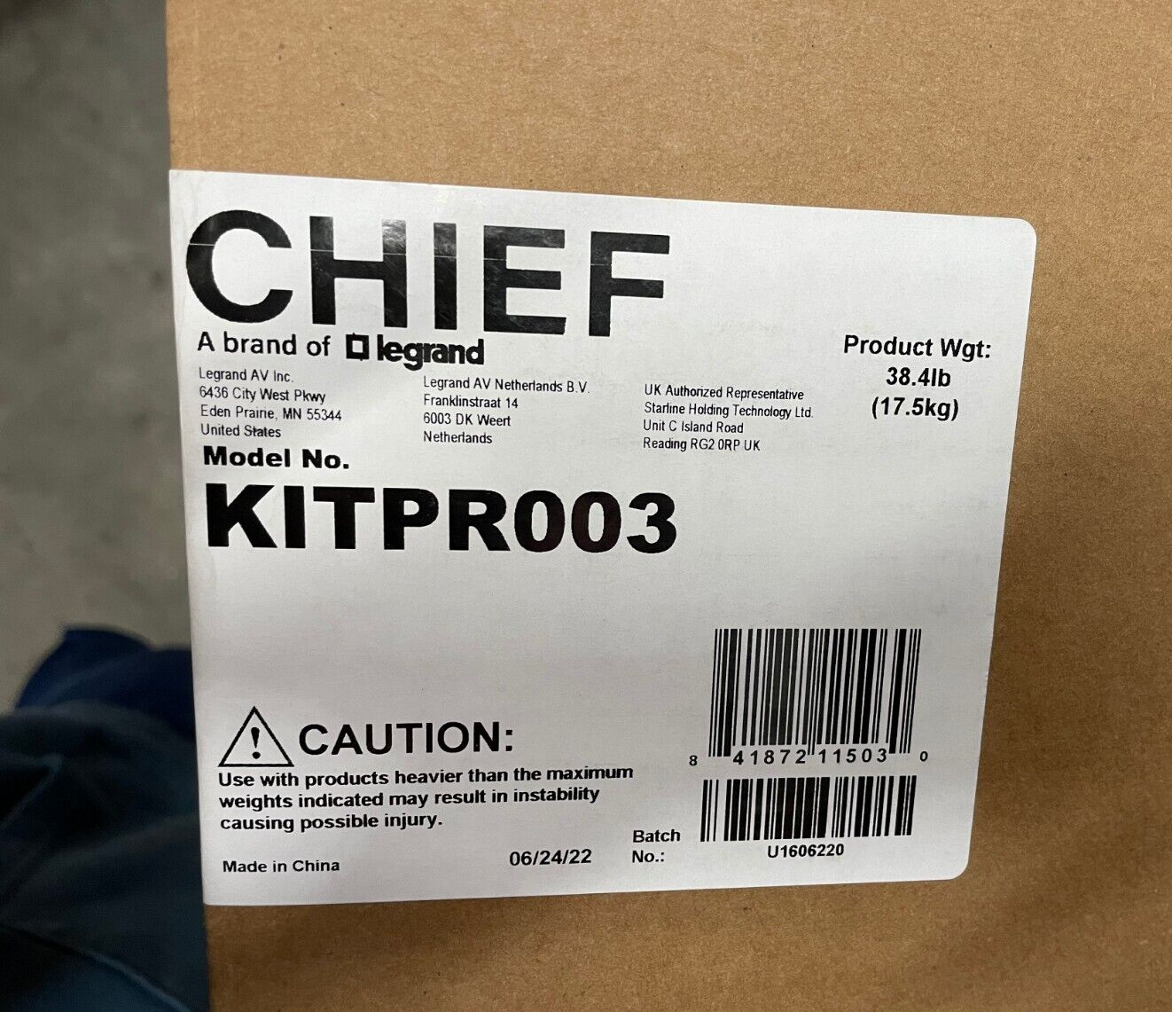 Chief KITPR003 Ceiling Mount Kit (Projectors up to 50 lb)