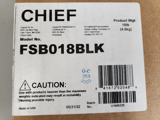 Chief FSB018BLK Single Display Table Stand (black) NEW