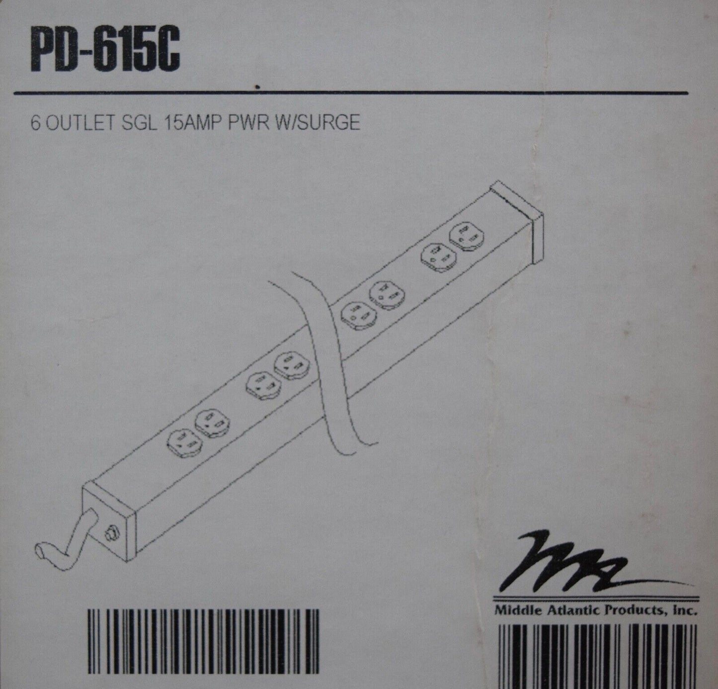 Middle Atlantic PD-615C 6 OUTLET SGL 15AMP PWR w/ SURGE