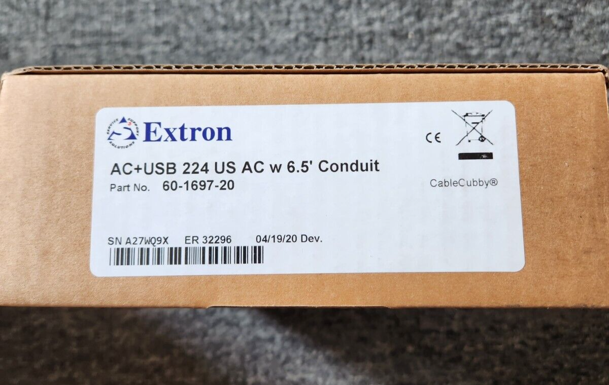 Extron AC+USB 224 US Conduit Module Cable Cubby Series 2 60-1697-20 NEW