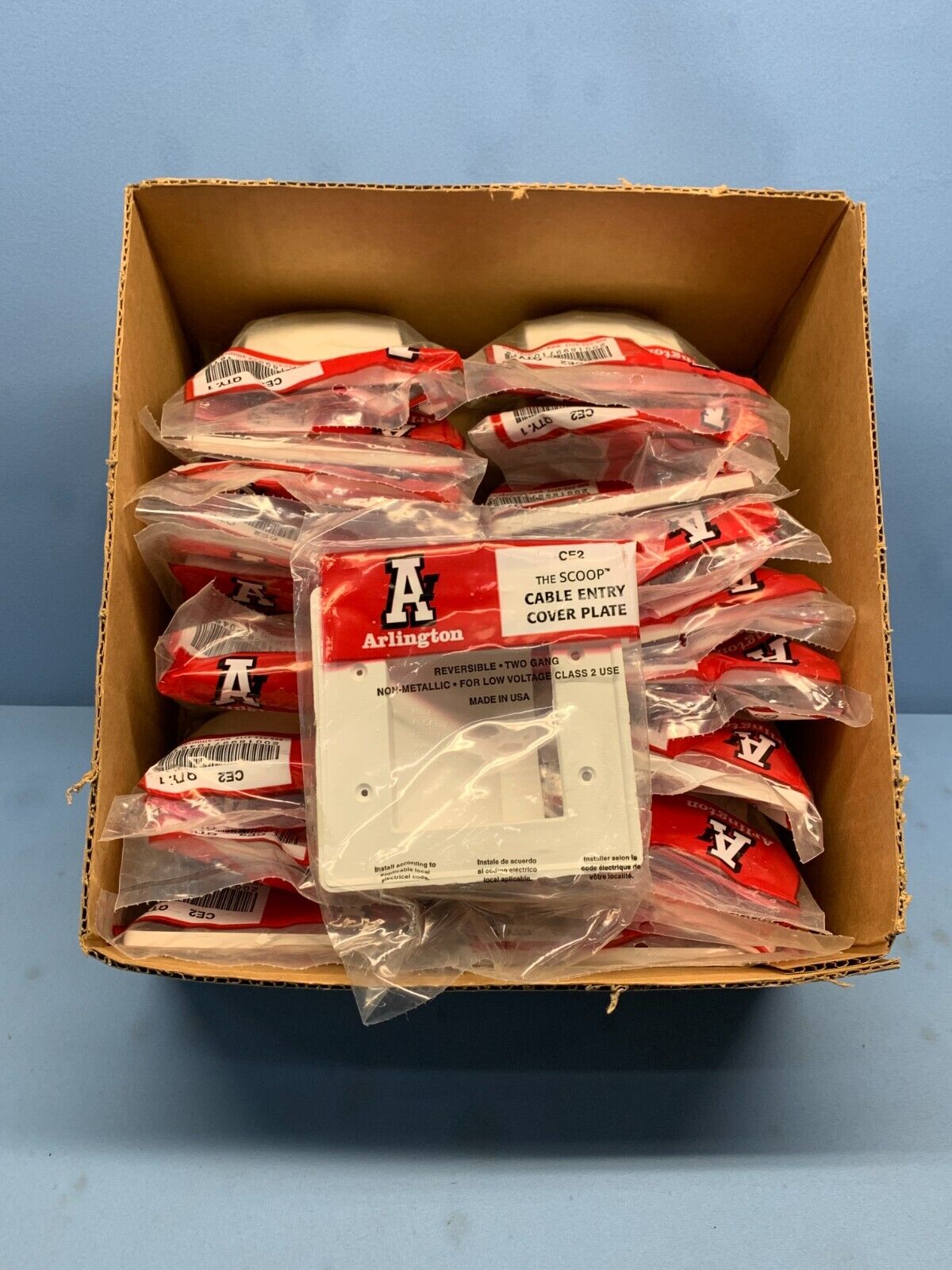 Arlington CE2 2-Gang Reversible Low Voltage Cable Entrance Wall Plate /Lot of 20