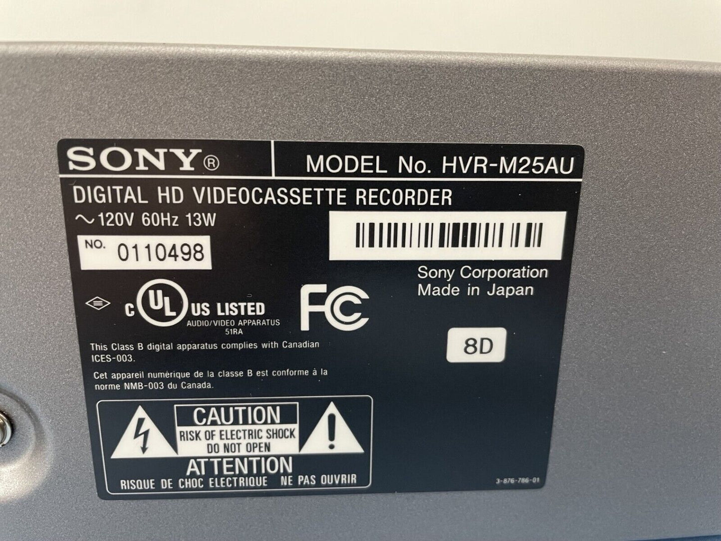 Sony HVR-M25AU Digital HD HDV Videocassette Recorder NTSC & PAL DVCAM Mini DV