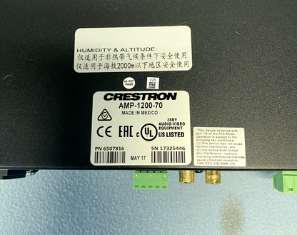Crestron AMP-1200-70 Single-Channel Modular Power Amplifier 200W 70V 6507816
