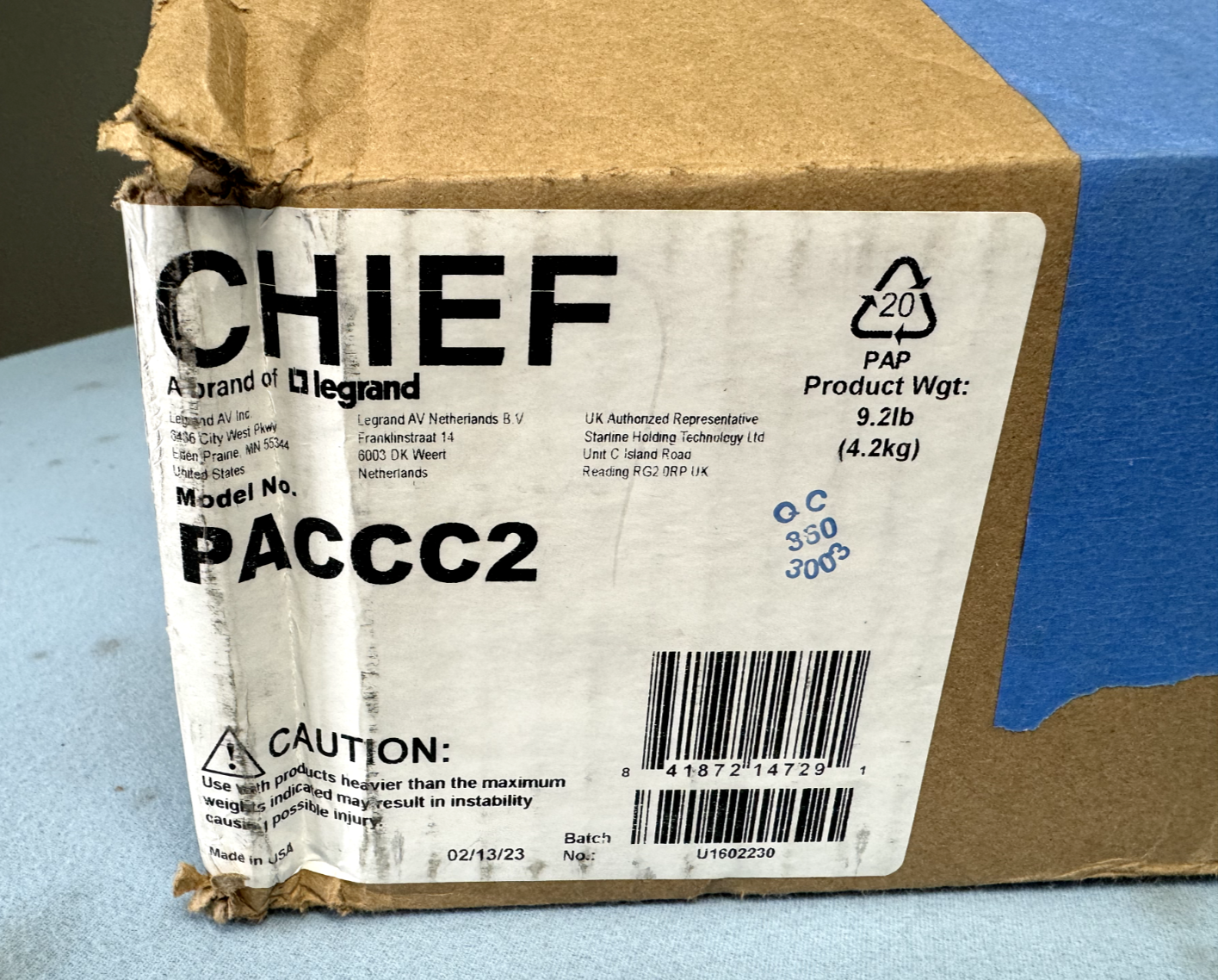 Chief PACCC2 Center Channel Speaker Adapter Mount