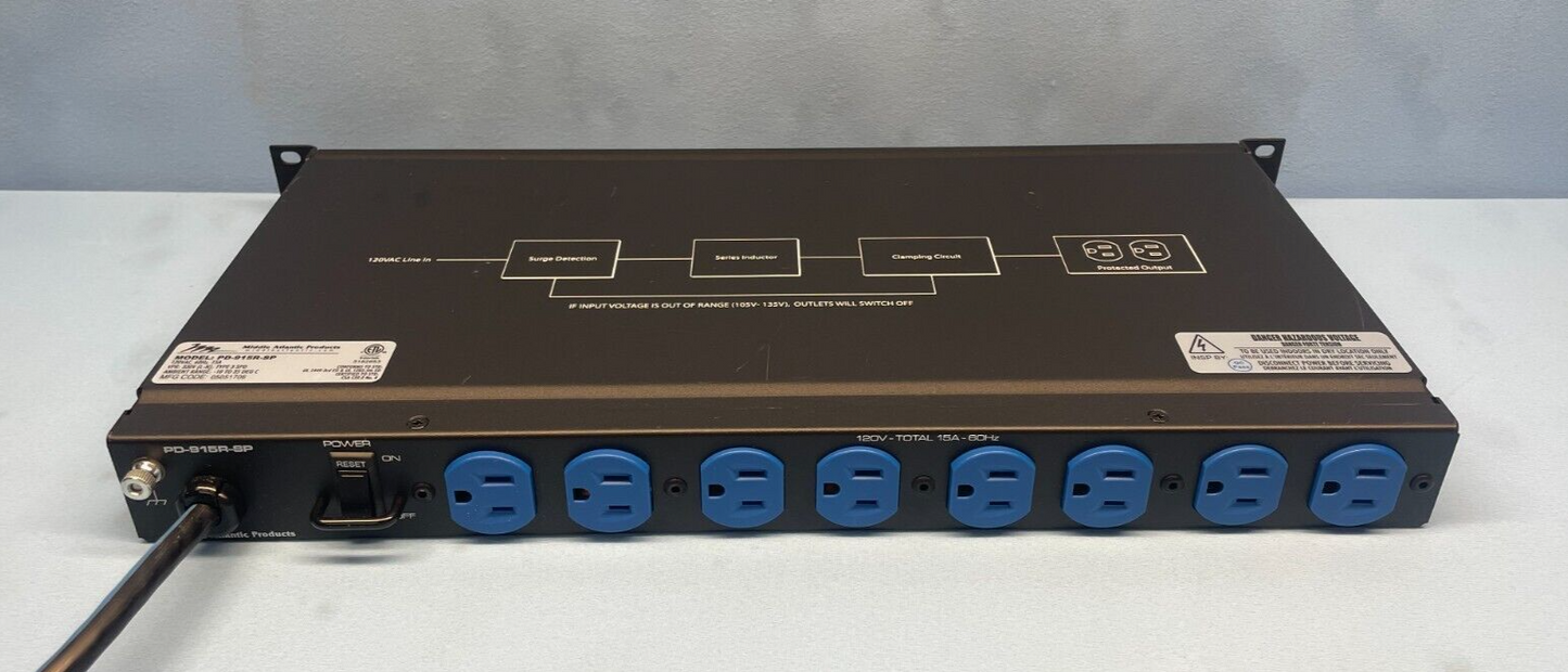 Middle Atlantic PD-915R-SP  15A 9-Outlets 19" Full Rackmount Power Strip