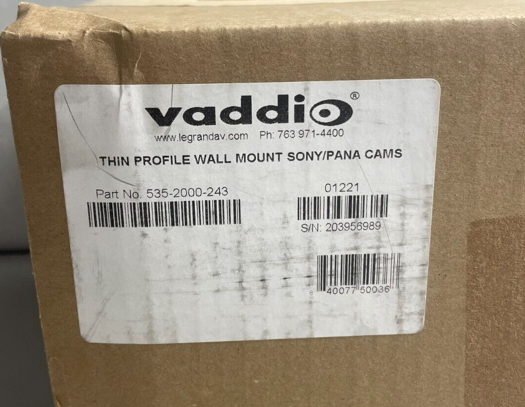 Vaddio 535-2000-243 Thin Profile Wall Mount Bracket for Sony, Panasonic PTZ cams