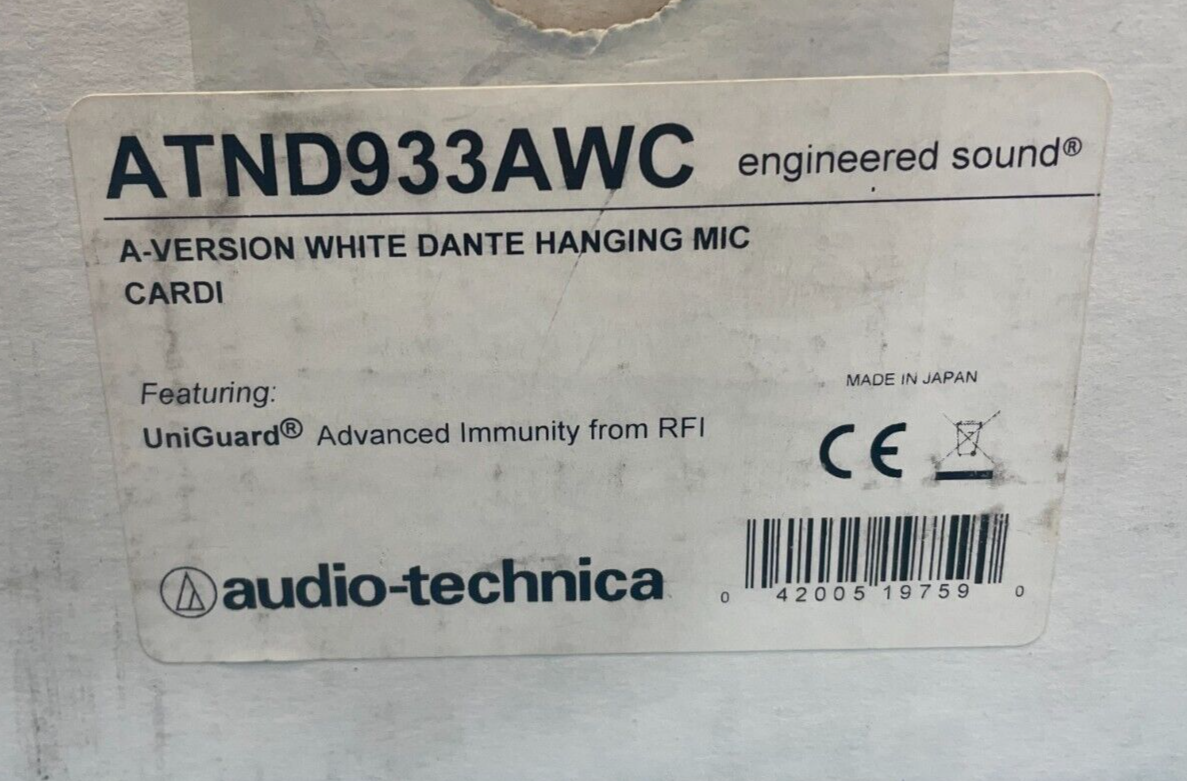 Audio-Technica ATND933aWC Cardioid Condenser Hanging Microphone w/Power Module