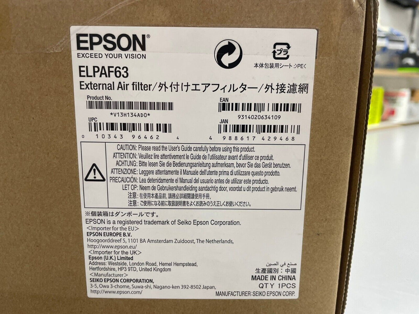 Epson ELPAF63 External Air Filter for EB-PU10 and EB-PU20 Series