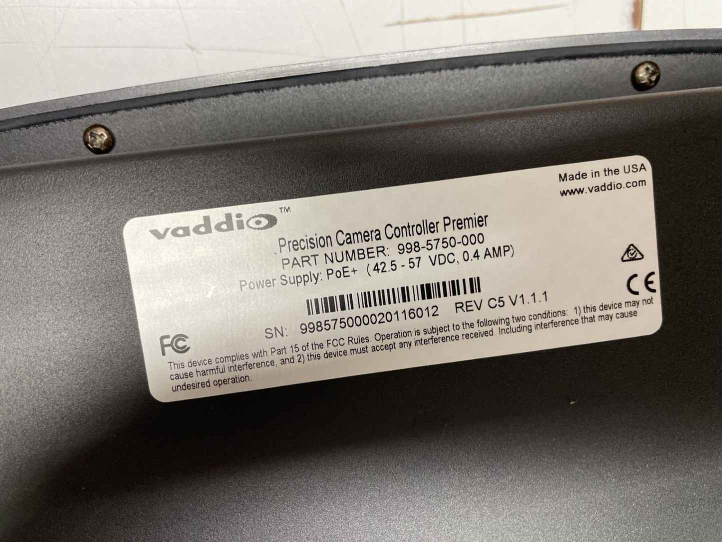 Vaddio PCC Premier Series Precision PTZ Network Camera Controller 999-5750-000