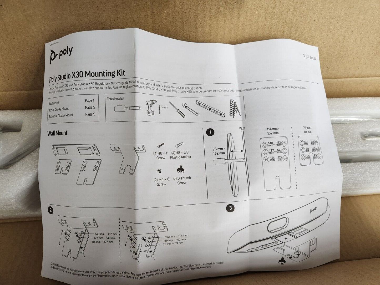 Poly Studio Polycom X30 VESA Mount Mounting Kit 2215-86512-001 New