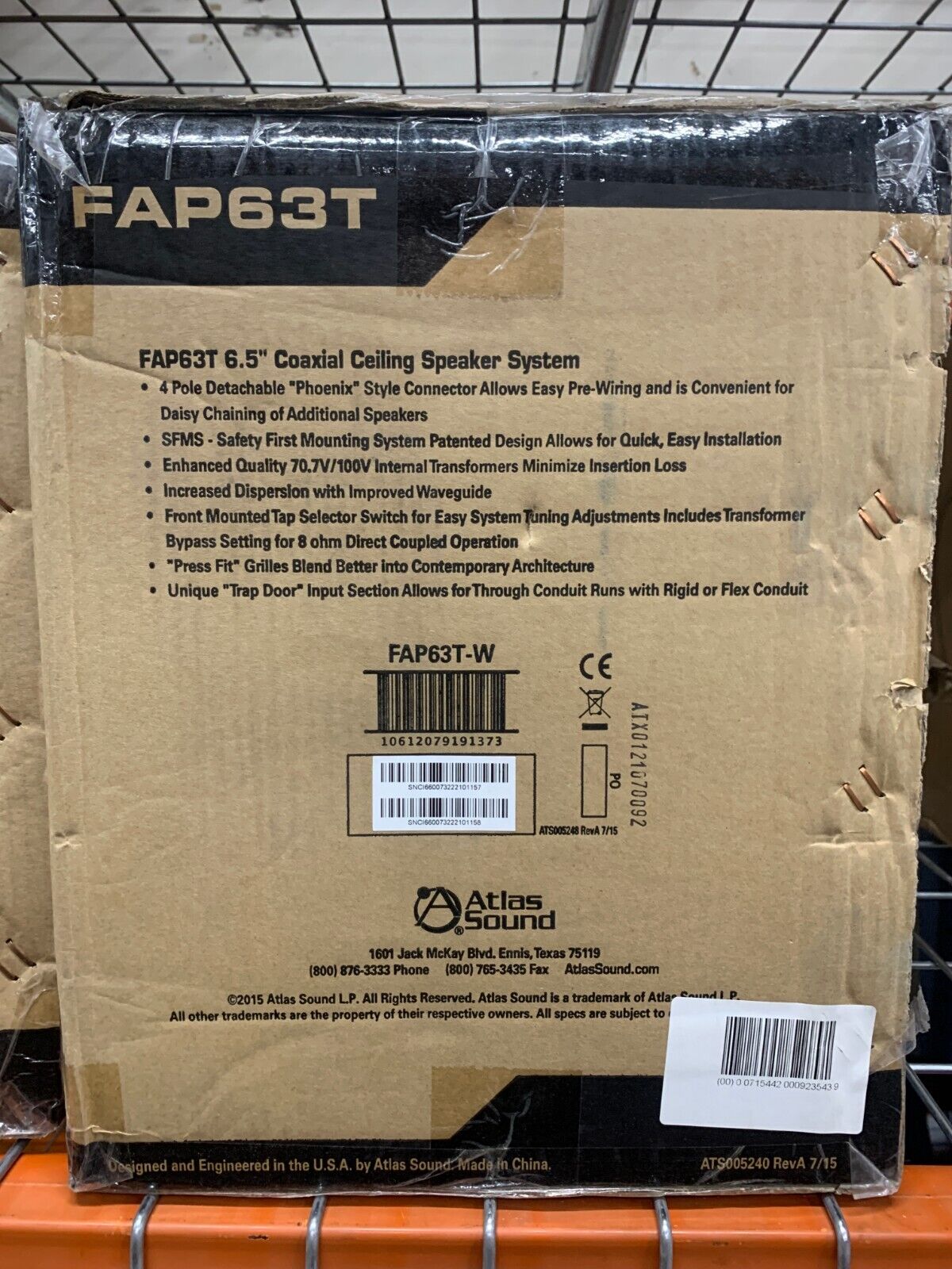 Atlas Sound FAP63T 6.5" In-Ceiling Coaxial Speaker 32W, 70/100V (Pair) WHITE