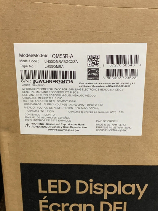 Samsung QM55R-A / 55" Commercial UHD LED Signage Display 4K (LH55QMRABGCZA)