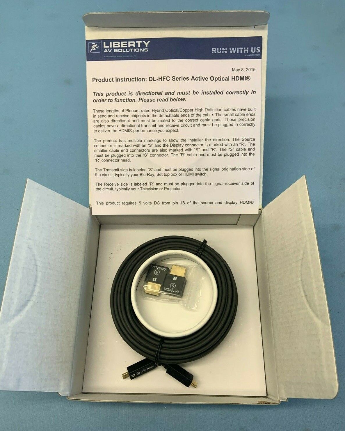 35' DigitaLinx Plenum Rated Hybrid Copper Active Fiber Optic HDMI / DL-HFC-035F