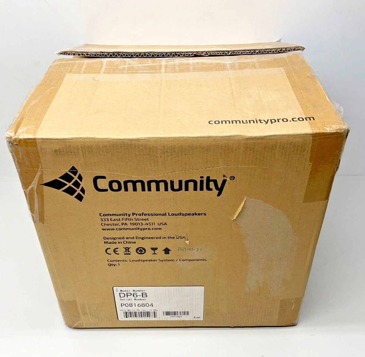 Community DP6-B 6.5" 2-Way High Output Pendant Speaker, Black