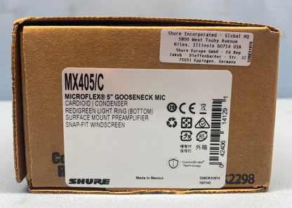 Shure MX405/C  5" Gooseneck Mic w/ Surface Mount Preamplifier (Cardioid Capsule)