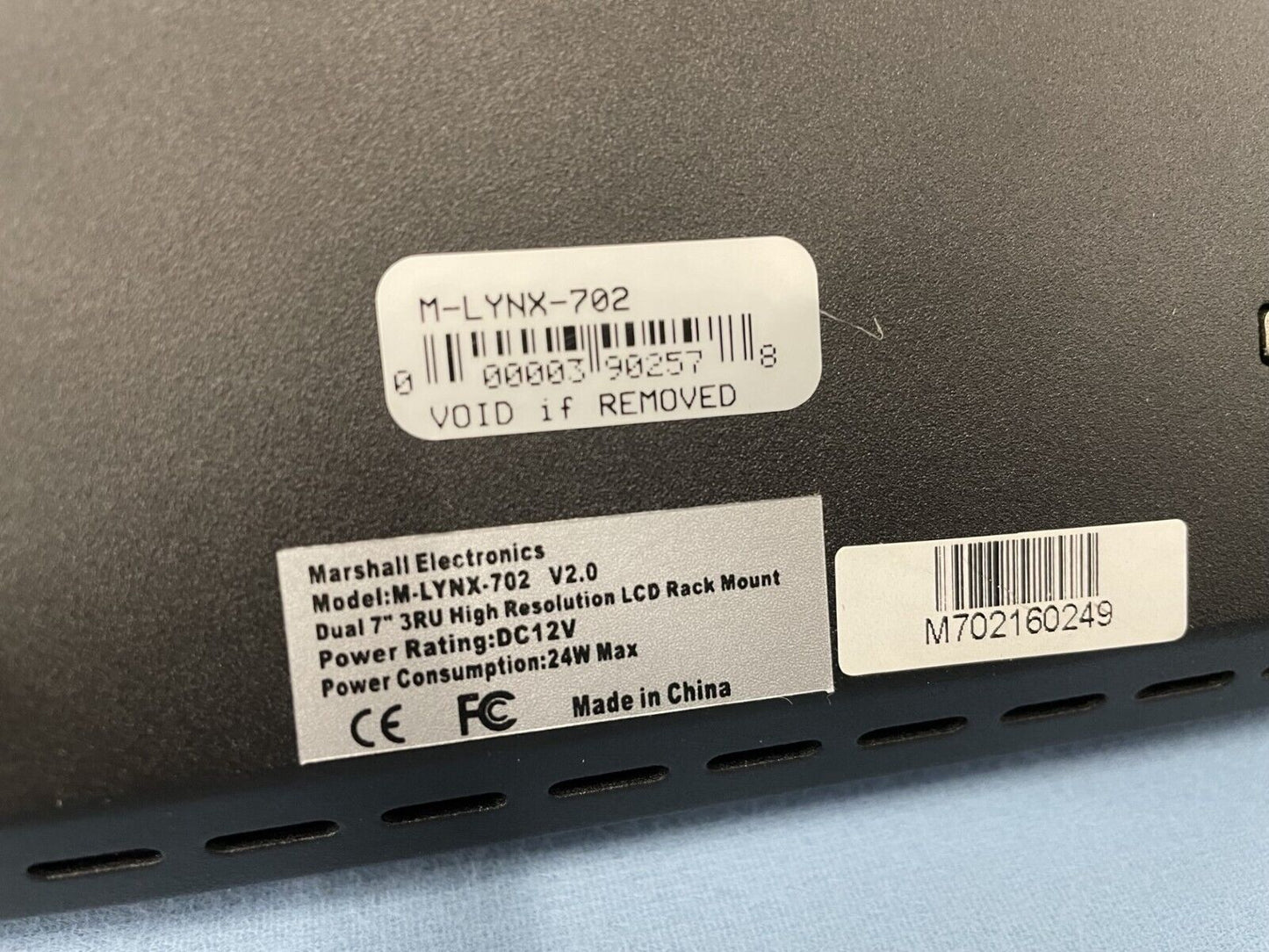 Marshall M-LYNX-702 Dual 7" Rackmount 3G SDI BNC HDMI Monitors & Power Supply