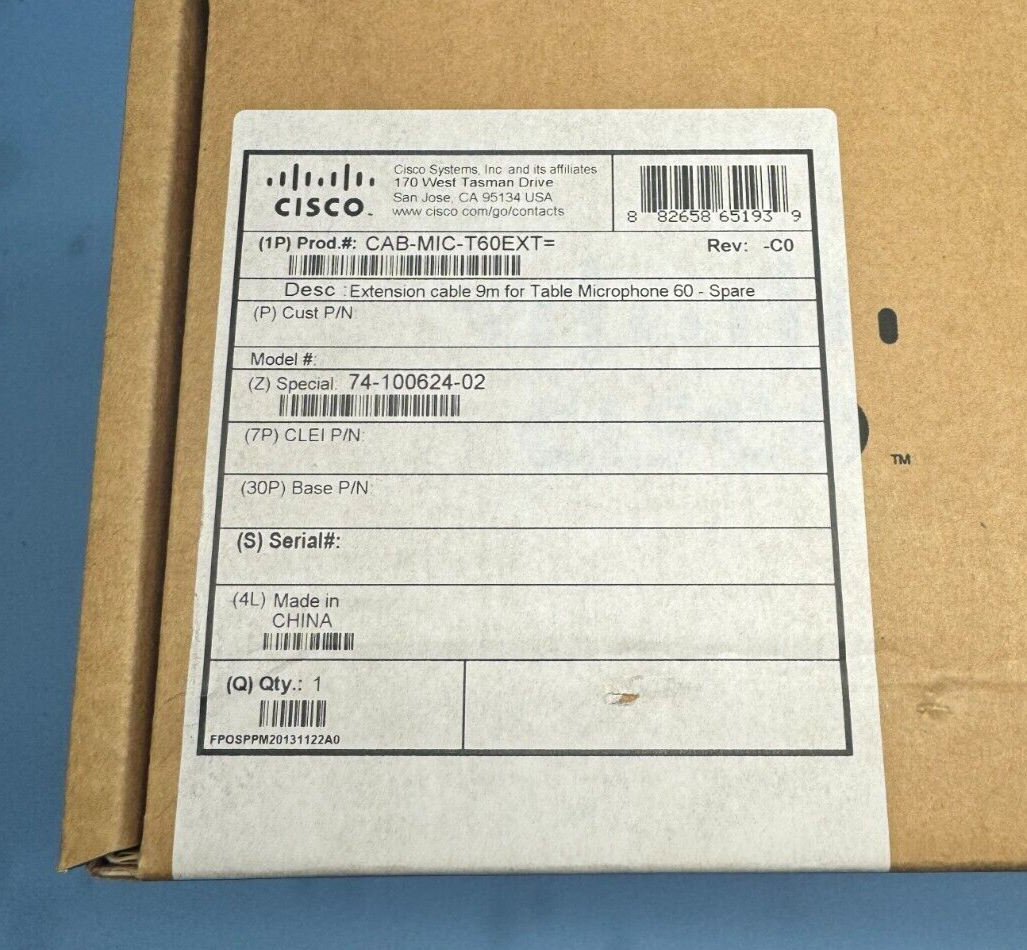 Cisco CAB-MIC-T60EXT TelePresence Table Microphone 60 Ext. Cables (Lot of 5 )