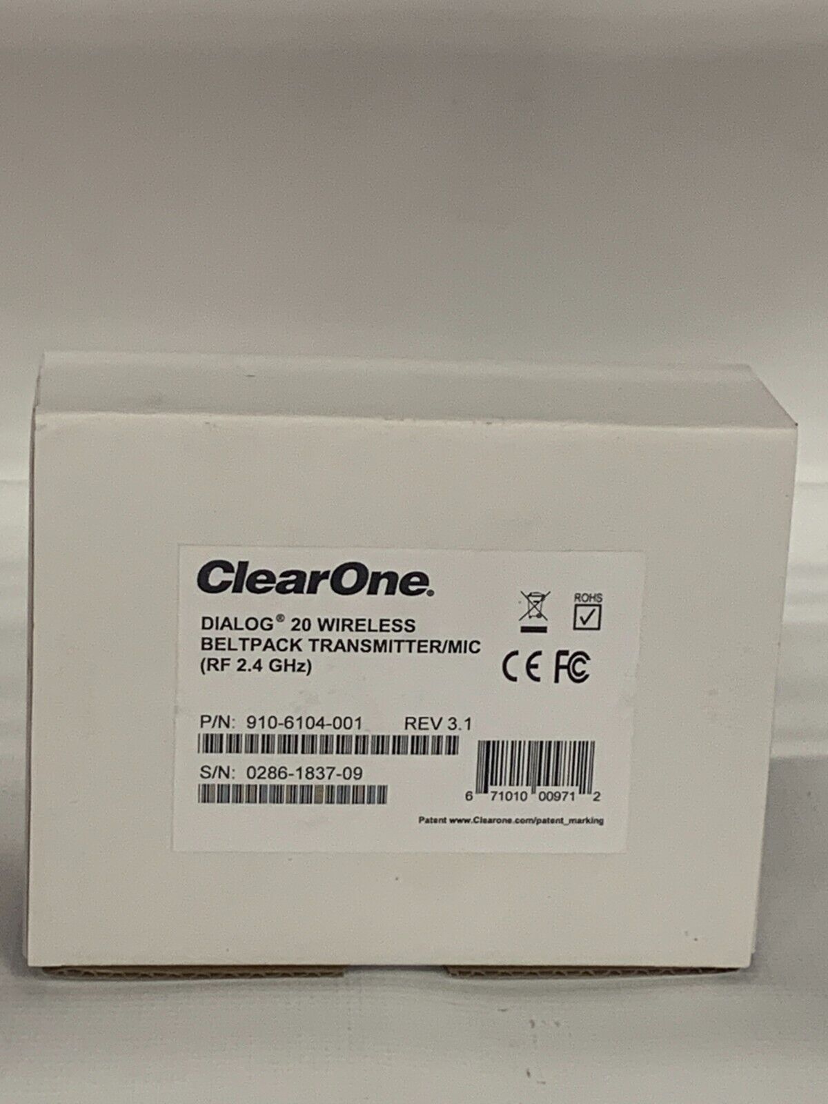 ClearOne Dialog 20 Wireless Beltpack Transmitter/Mic (RF 2.4 GHz) 910-6104-001