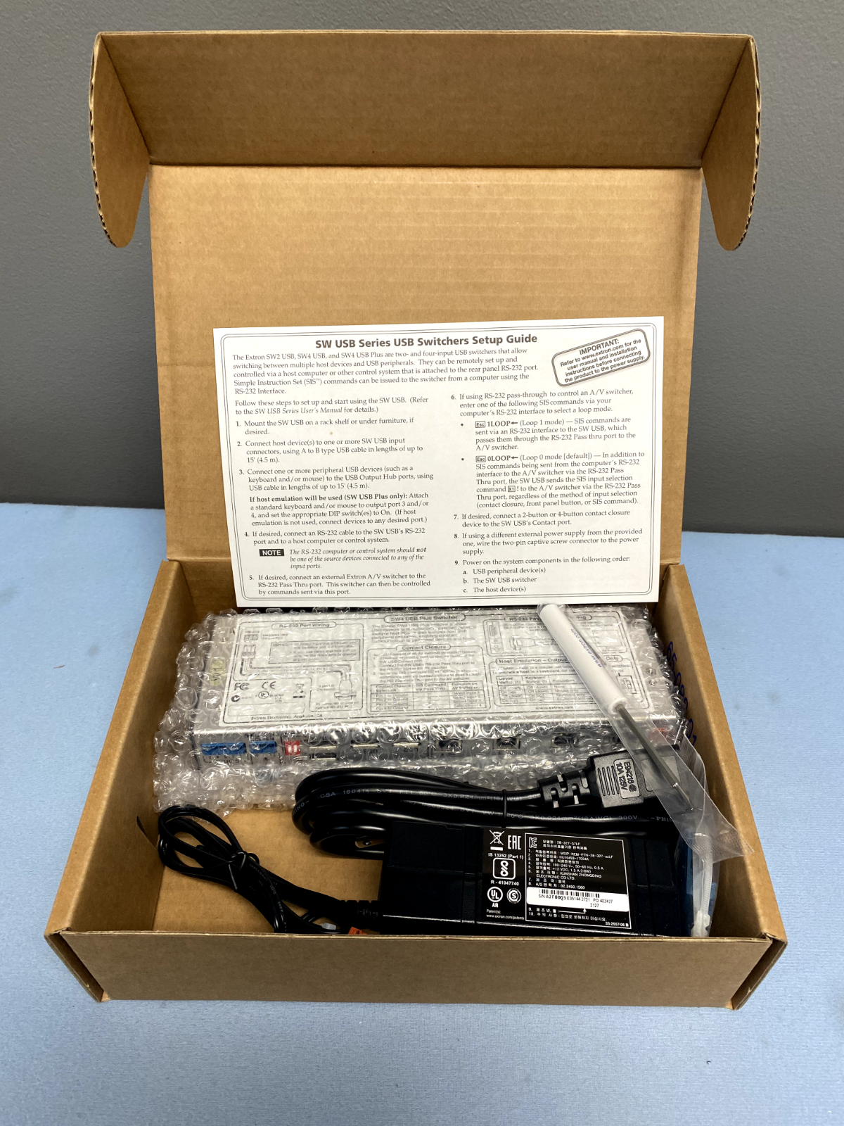 Extron SW4 USB PLUS Four Input USB Switcher with Emulation 60-954-02 NEW