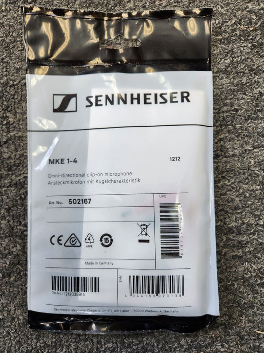 Sennheiser MKE 1-4 Professional Lavalier Microphone Omni-directional (Black) New