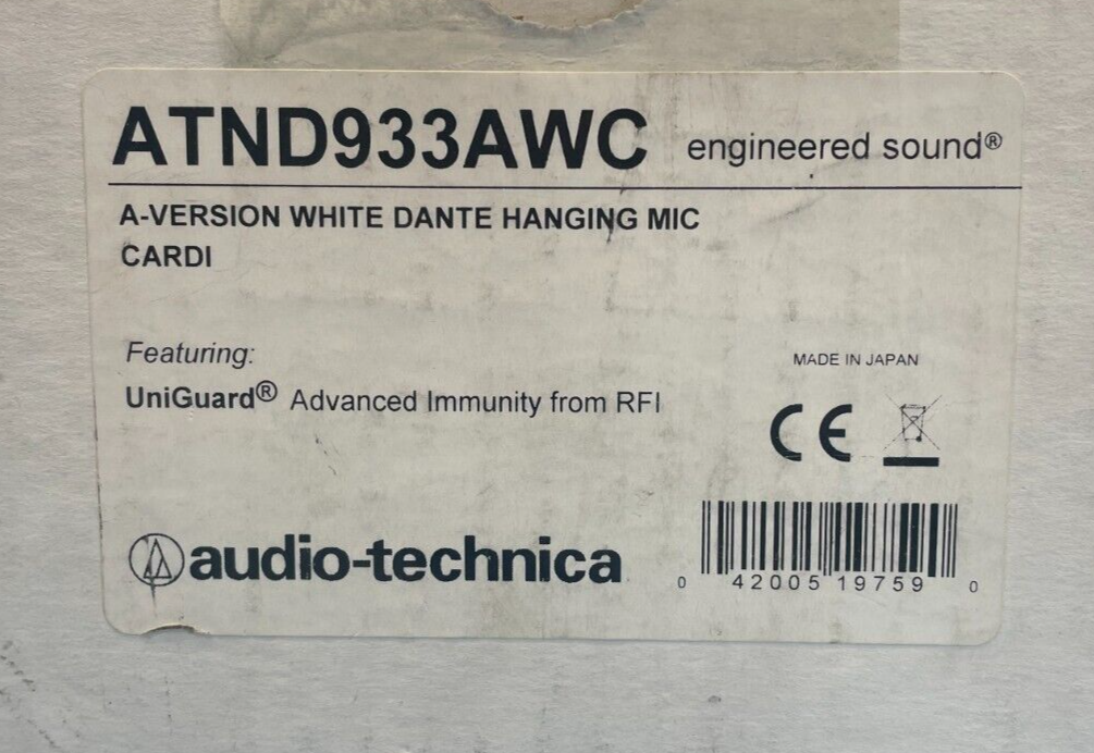 Audio-Technica ATND933aWC Cardioid Condenser Hanging Microphone w/Power Module