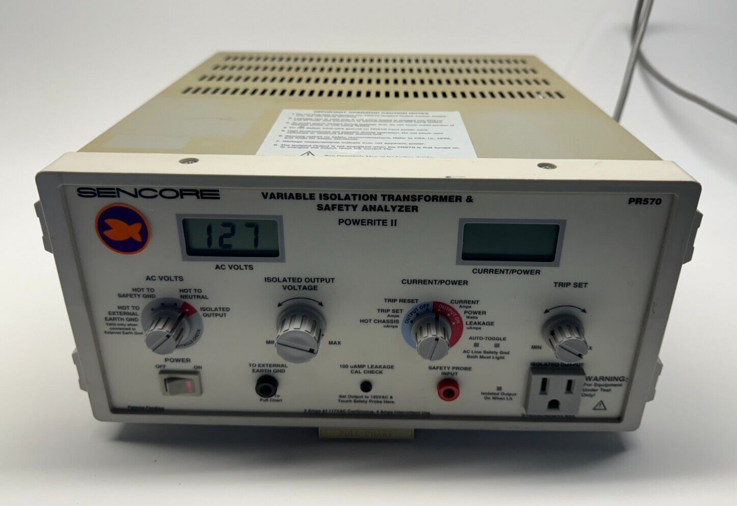 Sencore PR570 Variable Isolation Transformer & Safety Analyzer Powerite II