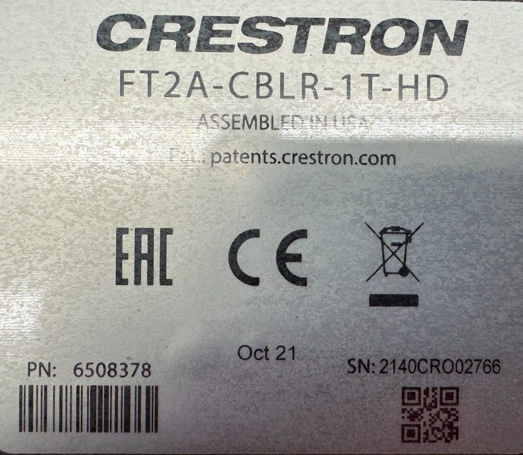 Crestron FT2A-CBLR-1T-HD One-Touch Cable Retractor for FT2 ELEC Series