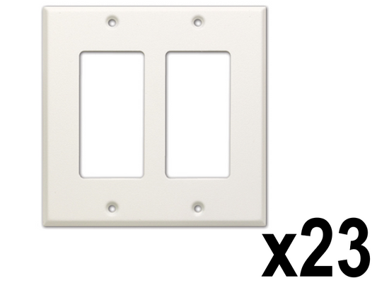 RDL CP-2 White Double Cover Plate - Steel Powder Coated Finish - LOT of 23 Units